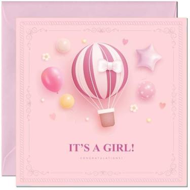 Imagem de It's a Girl - New Baby Greeting Card Parabéns Chá de Bebê 145 mm x 145 mm