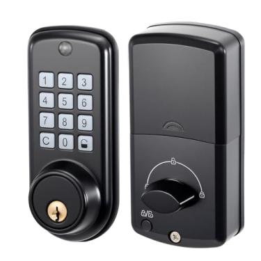 Imagem de Swokely Trava inteligente, fechadura de porta de entrada sem chave, chave mecânica com senha, 2 métodos de desbloqueio, trava eletrônica automática com código de 4 a 16 dígitos para 35 a 55 mm de