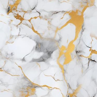 Imagem de Papel De Parede Adesivo Mármore Dourado Branco Cinza 3m