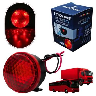 Imagem de Sirene LED piezo 24v para alarme automotivo  emite 6 toques e resiste 