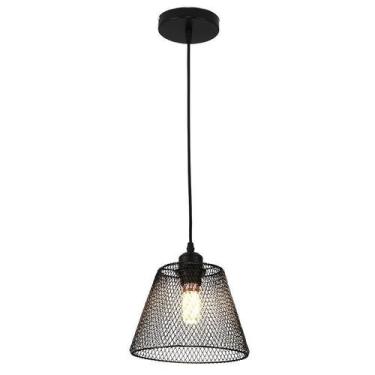 Imagem de Luminária Pendente Decorativo Em Tela Metal Preto 1,50Cm - Nj Online