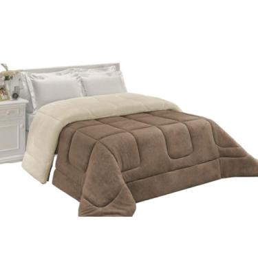 Imagem de Cobertor Queen Dupla Face - Sherpa Aveludado + Pele de Carneiro Peludo - Casal Premium (Avelã)