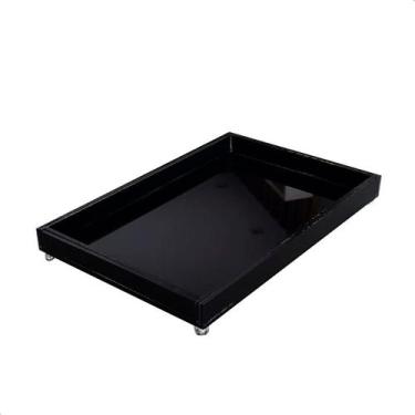 Imagem de Bandeja Quadrada Decorativa Espelhada Vidro Grande Cozinha Sala Retang