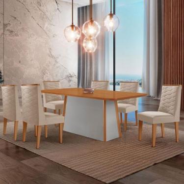 Imagem de Mesa de Jantar Diane 180cm Tampo MDF Laminado com 6 Cadeiras Safira Mo