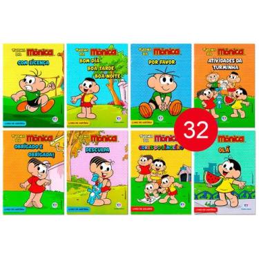 Imagem de Turma Da Mônica 2021 Kit 32 Livrinhos Lembrancinha Sacolinha De Aniver