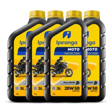 Imagem de KIT TROCA OLEO MOTOR 4L 20W50 MINERAL IPIRANGA PROTECTION JASO MA2 MT09 Fazer 600 YZF R6