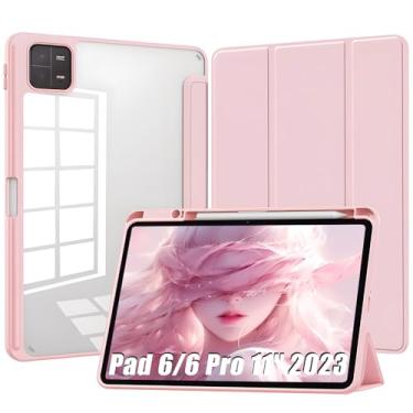Imagem de Capa para Xiaomi Pad 6/6 Pro 11 polegadas 2023 Capinha Protetora Fina Capa Traseira Transparente Proteção com Suporte para Lápis - Rosa
