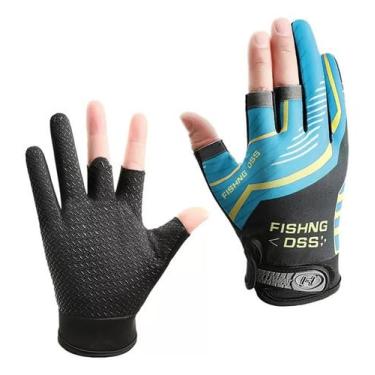 Imagem de Luva Três Dedos Antiderrapante Uv Esporte Pesca Profissional (azul)