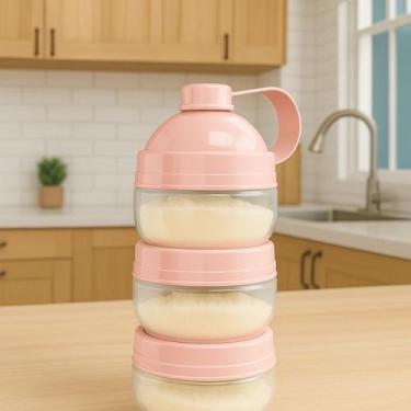 Imagem de Pote dosador de leite em po multiuso organizador empilhavel gire trave
