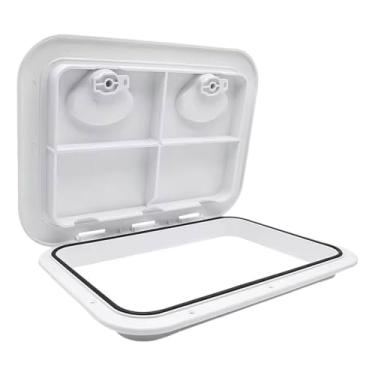 Imagem de KiBcsLic Tampa de escotilha marinha de substituição, branca, peças de reposição fáceis de instalar, leve para e iate com vedação de borracha, dobradiça