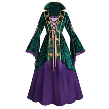 Imagem de LSYYSKB Fantasia de bruxa feminina Winifred Sanderson vestido verde medieval fantasia cosplay de bruxa fantasias de Halloween, Verde, G