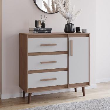 Imagem de Comoda Sapateira Mila 3 Gavetas 1 Porta - Savana/ Off White Móblis