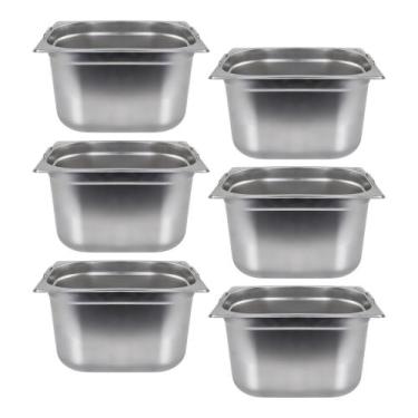 Imagem de Kit Seis Cubas Gastronomica Padrão Gn 1/2 200mm Inox com Alça Weck