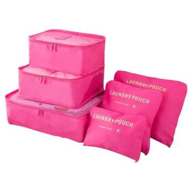 Imagem de Kit 6 Sacos Bolsas Organizador Mala Roupas Bagagem Viagem Rosa 2 - Mun