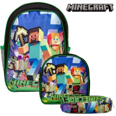 Imagem de Kit Mochila Infantil Costas Menino Game Minecraft Toys 2U