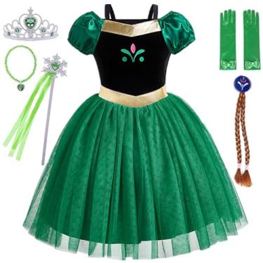 Imagem de Axaxa Fantasia de Anna para meninas, vestido de princesa Anna, festa de aniversário, Halloween, cosplay, fantasia 4 anos