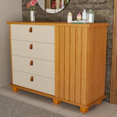 Imagem de Cômoda Ripada com 4 Gavetas e Pés Estilo Moderna Organização e Design 