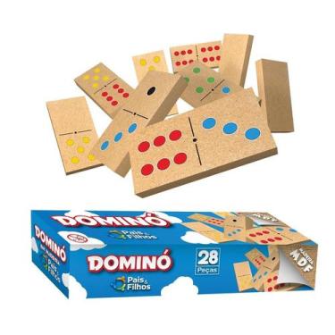 Imagem de Jogo Dominó Madeira MDF 28 Peças Brinquedo Pais E Filhos - Pais & Filh