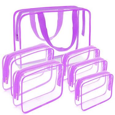 Imagem de Bolsas de maquiagem APREUTY Clear PVC aprovado pela TSA, conjunto de 6