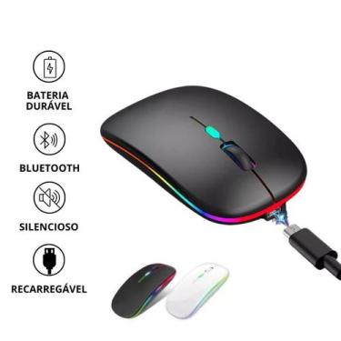 Imagem de Mouse Sem Fio Usb Recarregável Bluetooth Rgb: Cores Que - Dk