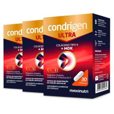 Imagem de Kit 3 Condrigen Ultra Colágeno Tipo 2 + MDK Maxinutri 30 Cápsulas
