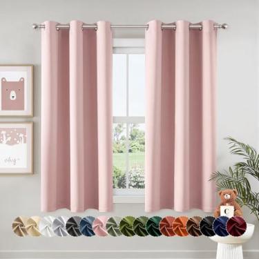 Imagem de MIULEE Cortinas blackout rosa bebê – Cortinas de tratamento de janela de quarto com isolamento térmico, cortinas escurecidas para sala de estar, cozinha, ilhós, cortinas bloqueadoras de luz, 101 x 122