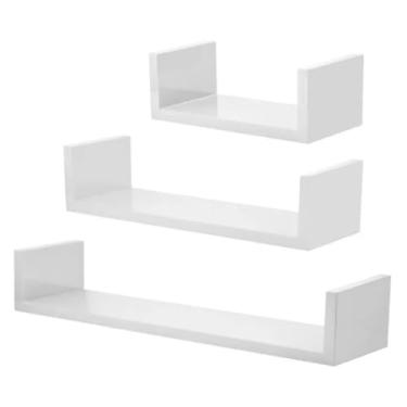 Imagem de 3 Prateleira Nicho U 20/30/40 Preto/Branco Decoração Livros Sala Quarto Cozinha(Branco 3 U 20/30/40)