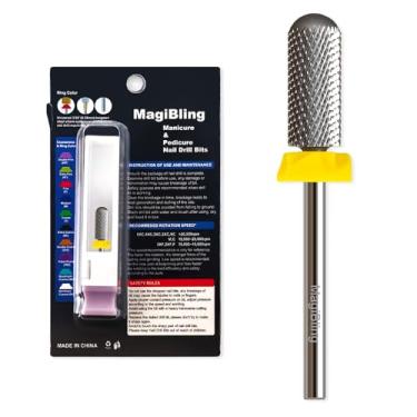 Imagem de MagiBling Brocas de unhas de tungstênio de segurança de 3/81 cm super cortadas, removem o gel rápido, destro, adequado para polimento de gel de cutícula de manicure, pedicure, pontas redondas