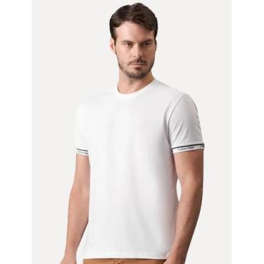 Imagem de Camiseta Calvin Klein Masculina Punho Logo Branca, XL/GG