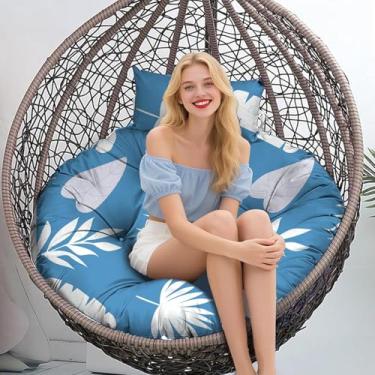 Imagem de Almofada de substituição para cadeira de ovo redonda ao ar livre, à prova d'água, 114 cm C x 114 cm L, almofadas para cadeira de ovo com almofada de encosto de cabeça, almofada macia de vime para