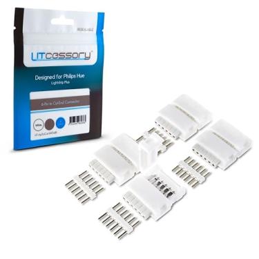 Imagem de Litcessory Conector de 6 pinos para extremidade de corte para Philips Hue Lightstrip Plus (pacote com 4, branco - PADRÃO 6-PIN V3)
