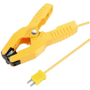 Imagem de Braçadeira de temperatura, braçadeira de tubo tipo K, adaptador de termopar tipo K, sonda de temperatura HVAC para braçadeiras, sonda de chumbo de temperatura, braçadeira de encanamento com clipe de