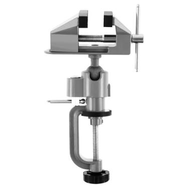 Imagem de LYIYEYAN Torno de mesa com grampo de mesa giratório de 360° Torno de bancada de trabalho em liga de alumínio, ferramenta fixa portátil para perfuração de madeira, joias, trabalho mental