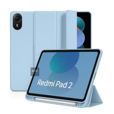 Imagem de Capa Case Premium para Redmi Pad 2 2025 com Compartimento para Pencil Anti-Impacto Tampa Magnética (AZUL CLARO)