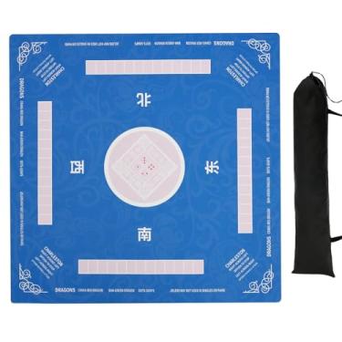 Imagem de Tapete de Mahjong, 82 x 82 cm, tamanho grande, de borracha, para jogos de tabuleiro, versátil, dobrável, redutor de ruído, tapete de Mahjong com fundo antiderrapante para jogos de cartas de pôquer