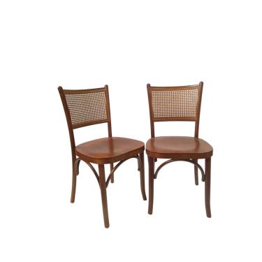 Imagem de Kit 2 Cadeiras Lisboa Madeira Maciça Encosto Telinha Assento Madeira