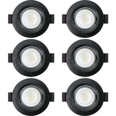 Imagem de Kit 6 Spot de Led Embutir Slim PAR20 Redondo 8W Preto Bivolt 6500K Frio