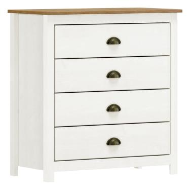 Imagem de Cômoda Para Quarto Closet 4 Gavetas Madeira Maciça Mazzaro F06 Branco Freijó - Lyam Decor