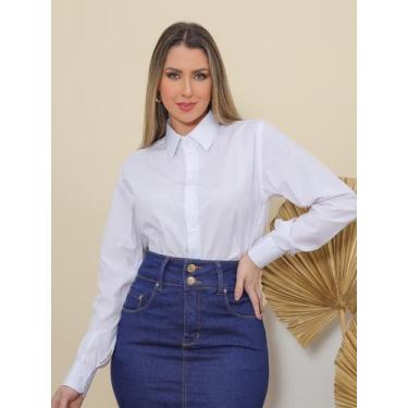 Imagem de Camisa Social Feminina Manga Longa Slim Branca - Pthirillo, M