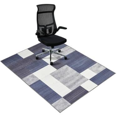 Imagem de Tapete para cadeira de escritório, 121 x 152 cm, tapete retangular para cadeira de escritório, tapete de cadeiras para pisos de madeira, protetores de piso antiderrapantes para cadeiras, tapete de