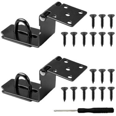 Imagem de Wopanxye Pacote com 2 fechos de porta de cadeado preto de 90 graus, ferrolho de segurança de 10 cm, trava de portão de aço inoxidável para porta de celeiro de galpão de madeira de jardim, armários