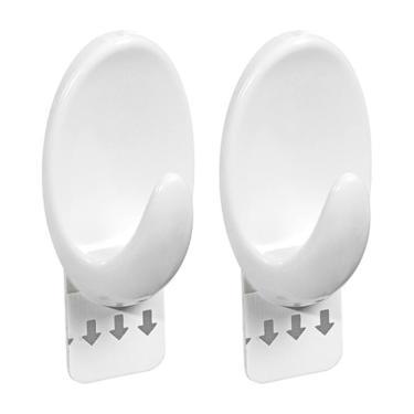 Imagem de Gancho Oval Plástico Branco Com Adesivo M - 2 Unidades - Or30112 - Ordene
