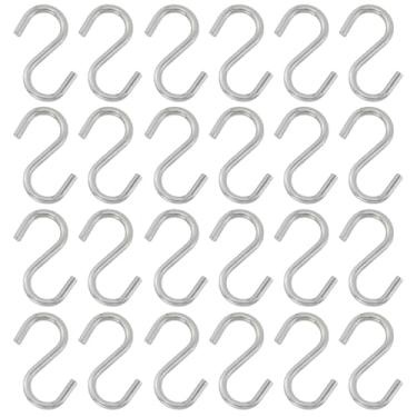 Imagem de Meprotal 24 ganchos em S resistentes de aço inoxidável 304 ganchos S para pendurar plantas giratórias, 4,97 polegadas de comprimento 0,4 polegadas de espessura, carrega até 45 kg, corrente de prata