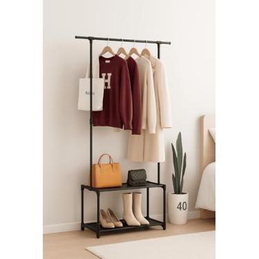 Imagem de Arara De Roupas Organizador Com Sapateira E Cabideiro Ideal Para Quarto Closet Loja