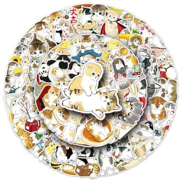Imagem de CLYGER 100 peças de adesivos fofos de gato para crianças - Kawaii adesivos engraçados de gatos pequenos para garrafa de água, laptop, skate, capacetes, memes, decalques temáticos, decorações de