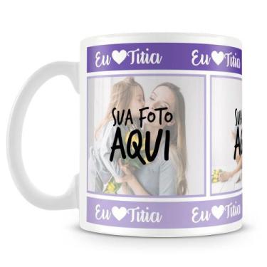 Imagem de Caneca Personalizada Eu Amo Titia com 3 Fotos - Amo Canecas