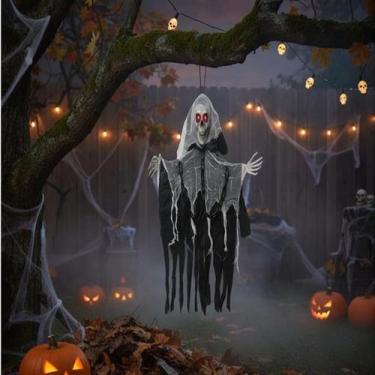 Imagem de Decoração Halloween Caveira Fantasma Som Led Olho 96CMX80CM - MC PRESE