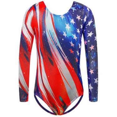 Imagem de Collant de ginástica TFJH E de manga comprida para meninas 10A vermelh