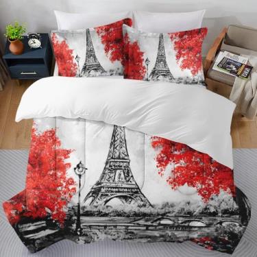 Imagem de Conjunto de edredom SUMIANYH Queen Size com 2 fronhas Paris