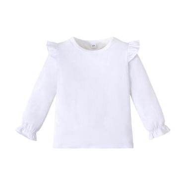 Imagem de Blusa LysMuch Toddler Baby Girls, manga comprida, com babados, branca